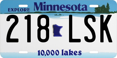 MN license plate 218LSK
