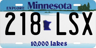 MN license plate 218LSX