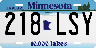 MN license plate 218LSY