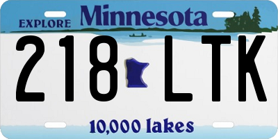 MN license plate 218LTK