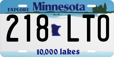 MN license plate 218LTO