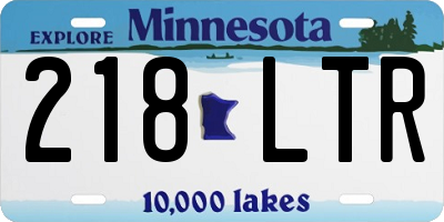 MN license plate 218LTR
