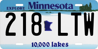 MN license plate 218LTW