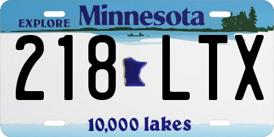 MN license plate 218LTX