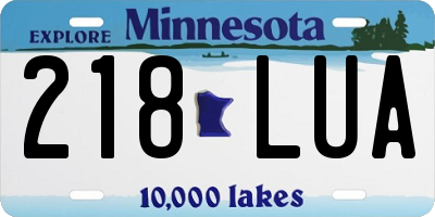MN license plate 218LUA