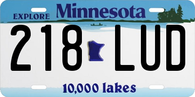 MN license plate 218LUD