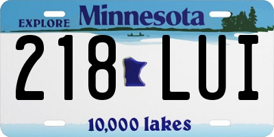 MN license plate 218LUI