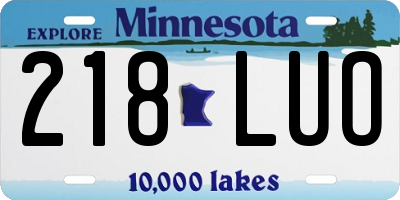MN license plate 218LUO