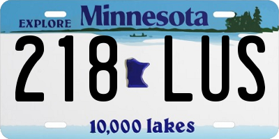 MN license plate 218LUS