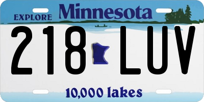 MN license plate 218LUV