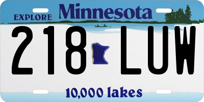 MN license plate 218LUW