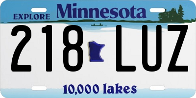 MN license plate 218LUZ