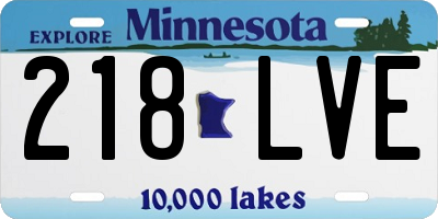 MN license plate 218LVE