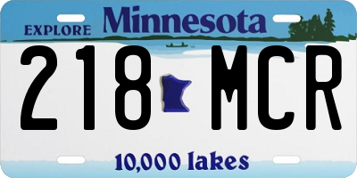 MN license plate 218MCR