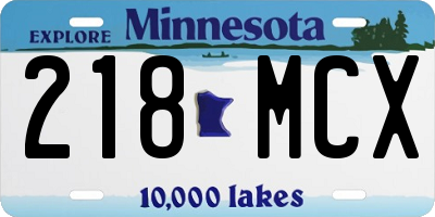 MN license plate 218MCX