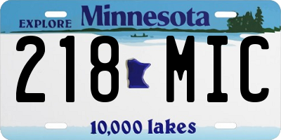 MN license plate 218MIC
