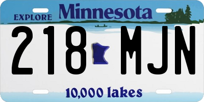MN license plate 218MJN