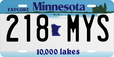 MN license plate 218MYS