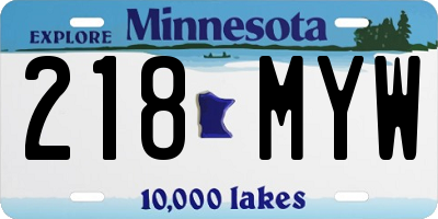 MN license plate 218MYW