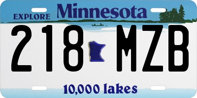MN license plate 218MZB