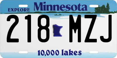 MN license plate 218MZJ