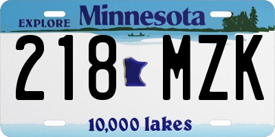 MN license plate 218MZK