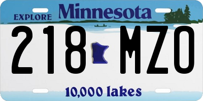 MN license plate 218MZO