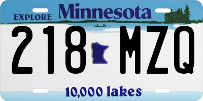 MN license plate 218MZQ