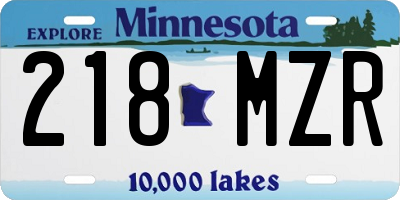 MN license plate 218MZR