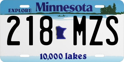 MN license plate 218MZS
