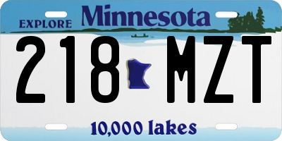 MN license plate 218MZT