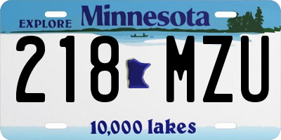 MN license plate 218MZU