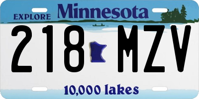 MN license plate 218MZV