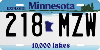 MN license plate 218MZW