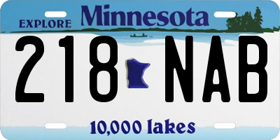 MN license plate 218NAB