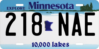 MN license plate 218NAE