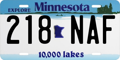 MN license plate 218NAF