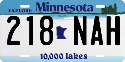 MN license plate 218NAH
