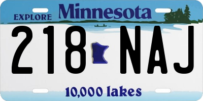 MN license plate 218NAJ