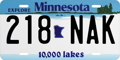 MN license plate 218NAK