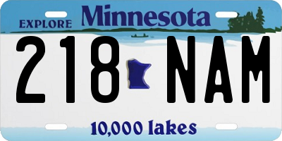 MN license plate 218NAM