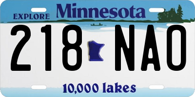 MN license plate 218NAO