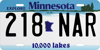 MN license plate 218NAR