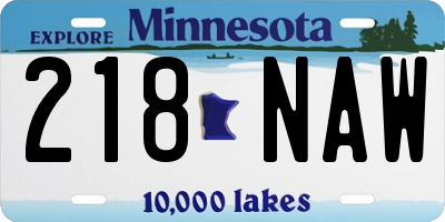 MN license plate 218NAW