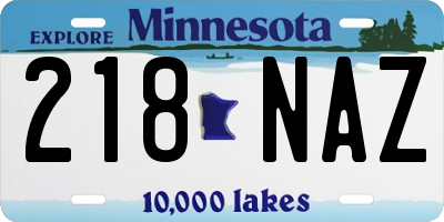 MN license plate 218NAZ