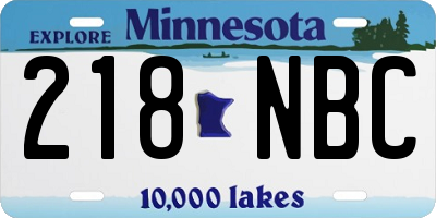 MN license plate 218NBC