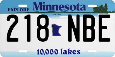 MN license plate 218NBE