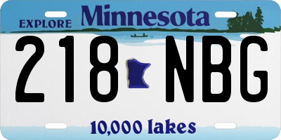 MN license plate 218NBG