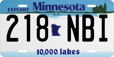 MN license plate 218NBI