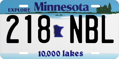 MN license plate 218NBL